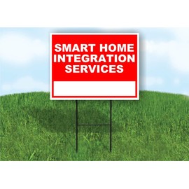 Smart Home Integration Services Write On Me Red 18x24 in Double Sided Yard Road Sign w/Stand