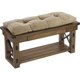 Klear Vu Corner Nook or Piano Seat Omega Non-Slip Tufted Bench Cushion for Indoor Furniture, Entryway Storage, Bay Window, 27 Inches, 19 Tan