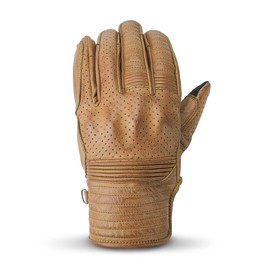 Neo Jeans Leather Motorcycle Gloves for Men with Light Tricot Inner Lining Bike Riding Gloves with Fingers and Knuckle Padding with Adjustable Velcro Fastener, Short Billy Tan, X-Large