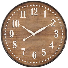 Dahlia Studios Sweetwater 23 3/4" Round Matte Wood Grain Brown Wall Clock