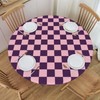Gbuzozie Pink and Purple Checkered Tablecloth with Elastic Edge, Round Table Cover Washable Reusable Table Cloths for Kitchen Dining Party, Small (Fits 40-44 in)