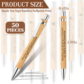 Fuutreo 50 Pcs Inspirational Bamboo Pen Wood Ballpoint Pen Thank You Pen Bulk Appreciation Gift for Women Men Office Teacher Coworker Black Ink(You Are Awesome)