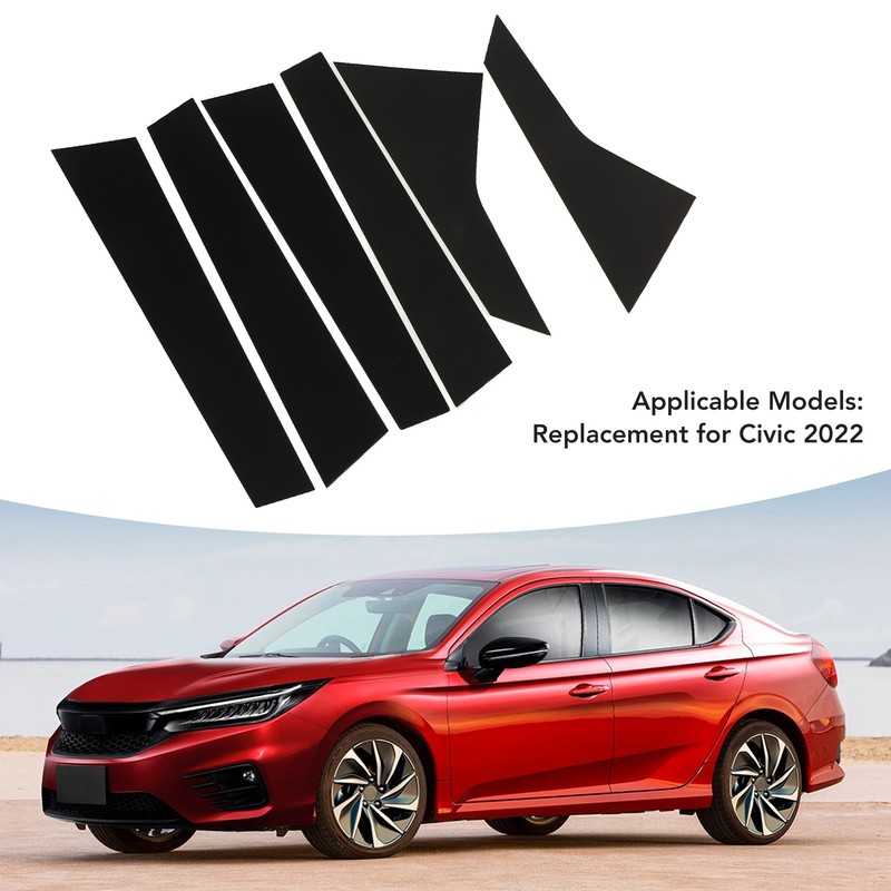 6PCS Car Window Trim Bright Black Lightweight Smooth Surface Window