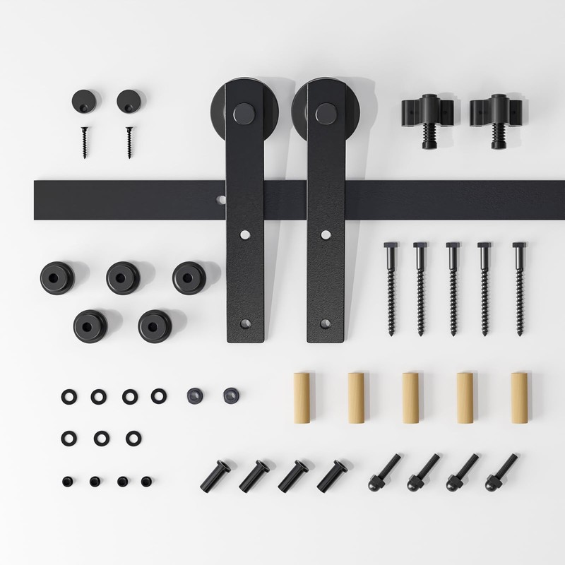 TOIMIOTOIM 4FT Sliding Barn Door Hardware Kit, Black, Fit 24"