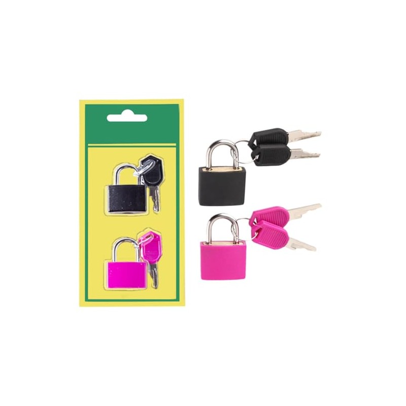 2 Pcs Small Locks with Keys,Multicolor Mini Key Locks, Plastic-Covered