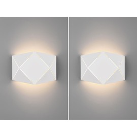 Set of 2 Indoor Wall Lights Metal in White with Laser Cut Width 18 cm