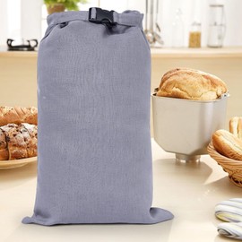 HSOFTIFY 2 Pcs 100% Linen Bread Bags for Homemade Bread 13 x 19.6 Inches Reusable Sourdough Bread Storage Bag with Zipper (Gray)