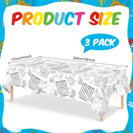 Yungyan 3 Pieces Under The Sea Giant Coloring Poster for Kids 54 x 104 Inch Jumbo Ocean Animals Large Coloring Tablecloths Word Search Maze Tic Tac Toe Games for Sea Themed Birthday Crafts Activities