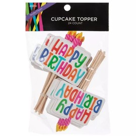 Happy Birthday Cupcake Topper - Decorate 24 Cupcakes with Colorful Picks