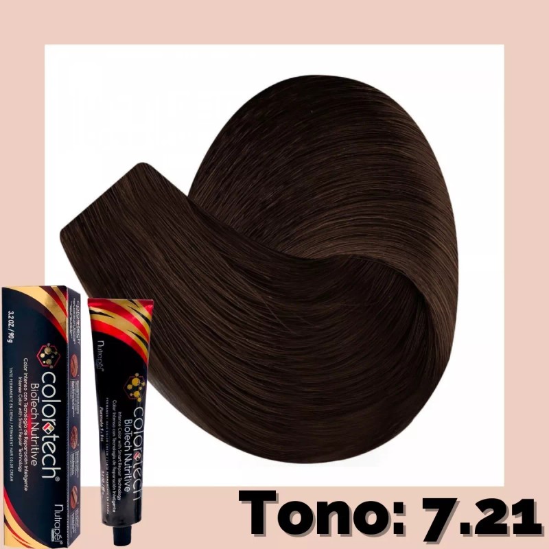 Color Tech Tinte Tono Beige 7.21 Rubio Nacarado Cenizo 90g