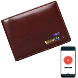 Clever Anti-Lost Bluetooth Wallet with Alarm, Position Record (via Phone GPS) Tracker Item Finder Locator, Multi-functional Bifold Cowhide Leather, Credit Card Intelligent Trackable Purse (Wine)