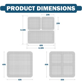 BukSuk 48 Sheets Window Screen Patches Repair Kit, 4 Sizes Window Screen Repair Tape, Strong Adhesive, Fiberglass Quick-Access (Black)