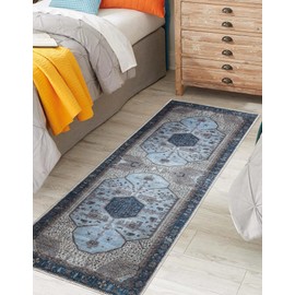 Keen Home Design Machine Washable Area Rugs with Non-Slip Backing, Ideal for Hallway, Living Room, Bedroom, Kitchen and Laundry Room, Vintage Moroccan and Low Pile Rug - (2'6'' x 7')