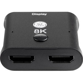 GE 2-Device 8K HDMI Switch, HDMI 2.1, Supports 8K@60Hz & 4K@120Hz, Dolby Atmos, HDCP 2.2, LED Indicator, USB-C Powered, Premium Aluminum Housing, 81660