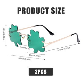 KINBOM 2 pairs Clover Sunglasses, St. Patrick's Day Irish Shamrock Sunglasses Green Leprechaun Costume Glasses Accessories St. Patrick Party Supplies for Women Men Kids Adults (Dark Green)