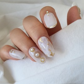 Pearl brooch handmade nail tip - Ballerina M / 진주 브로치 수제네일팁 - 발레리나M