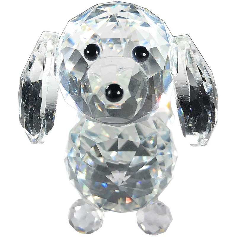 Amlong Crystal Figurine Crystal Dog Cut Glass Collectible, Black Nose