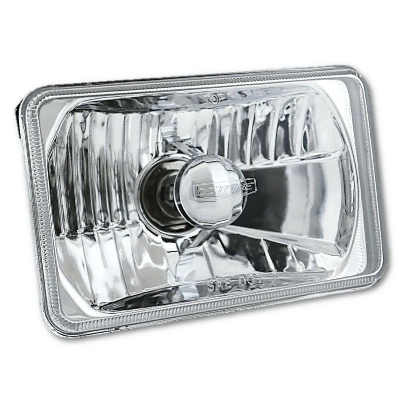 Octane Lighting 4X6 Diamond Crystal Clear Glass Lens Metal Headlight