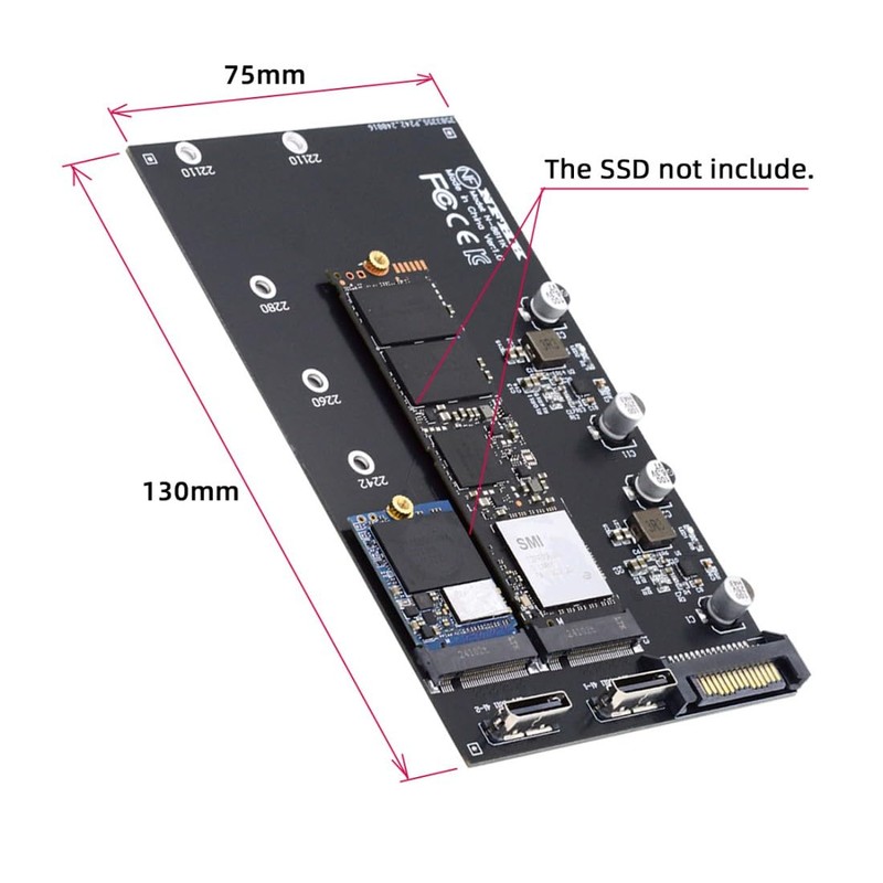 chenyang M.2 to Oculink Adapter,PCIe NVME/AHCI SSD 2 to 2