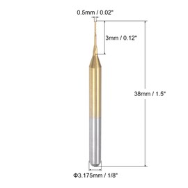sourcing map 10Pcs 0.5mm Titanium Coat Carbide End Mill Engraving Milling Cutter CNC Router Bits for PCB Machine, 1/8" Shank