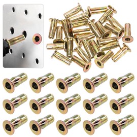 Tanstic 26Pcs M4 Multi-Grip Rivet Nut Kit, Zinc Plated Carbon Steel Rivet Nut Heavy Duty Nutsert Pre Bulbed Threaded Inserts Flat Head Insert Nut