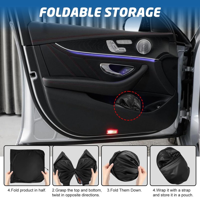 Windshield Sun Shade for Car, 63"x28.5" Universal Fit Front Window