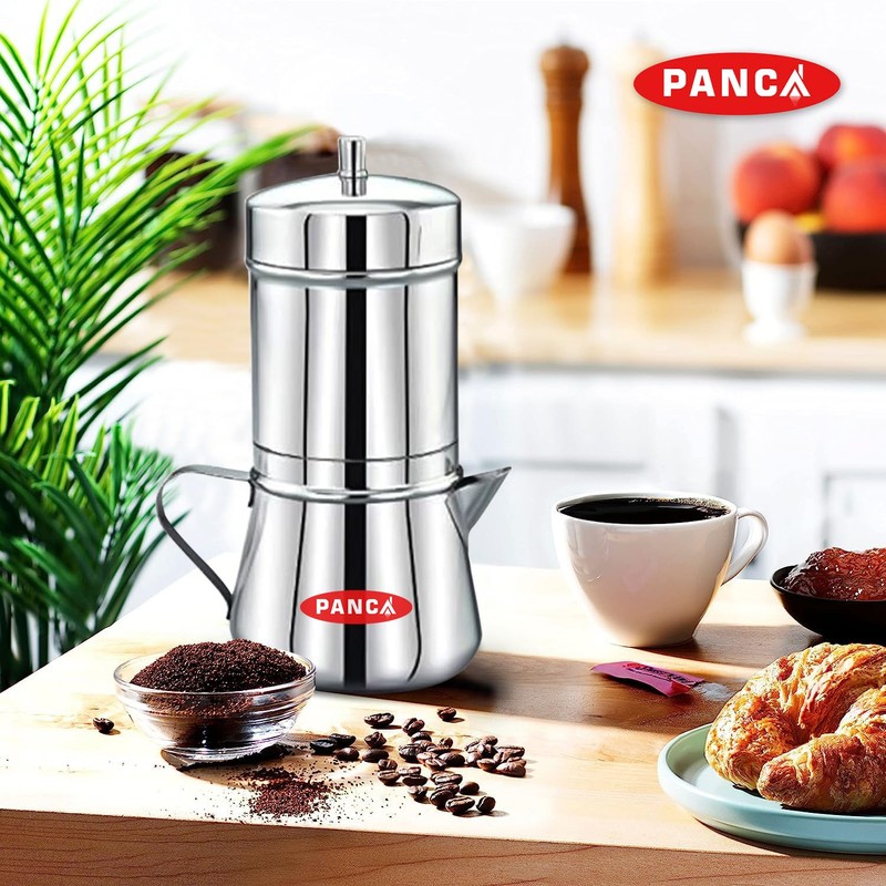 PANCA Stainless Steel Premium Filter Coffee Maker With Handle, Mocha