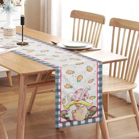 Everpwr Carrots Rabbit Bunny Happy Easter Eggs Table Runner, Spring Summer Seasonal Holiday Kitchen Dining Table Decoration for Home Dining Room Decorations Easter Party Decor 13 x 72 Inch(Lattice)
