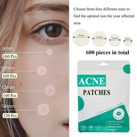Pack of 300 Pimple Patches, Invisible Hydrocolloid Acne Pimple Patches, Day & Night Acne Plasters, Waterproof & Breathable Absorptions Acne Patches