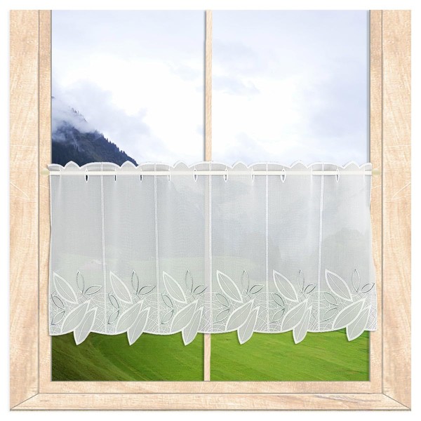 Darlen Modern Panel Curtain with Ornamental Embroidery from Plauen Lace