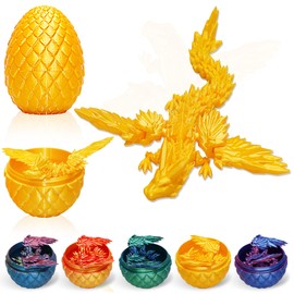 LUMIN TUTU 3D Printed Dragon Egg, Moving Dragon Egg with Dragon, Mysterious Dragon Toy, Gift Idea for Children, Birthdays, Easter and Surprise Gifts (Gold)