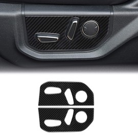 YAMUDA Compatible with 2PCS Carbon Fiber Seat Adjust Button Cover Interior Accessories for Ford F150 2015-2020 (Black)