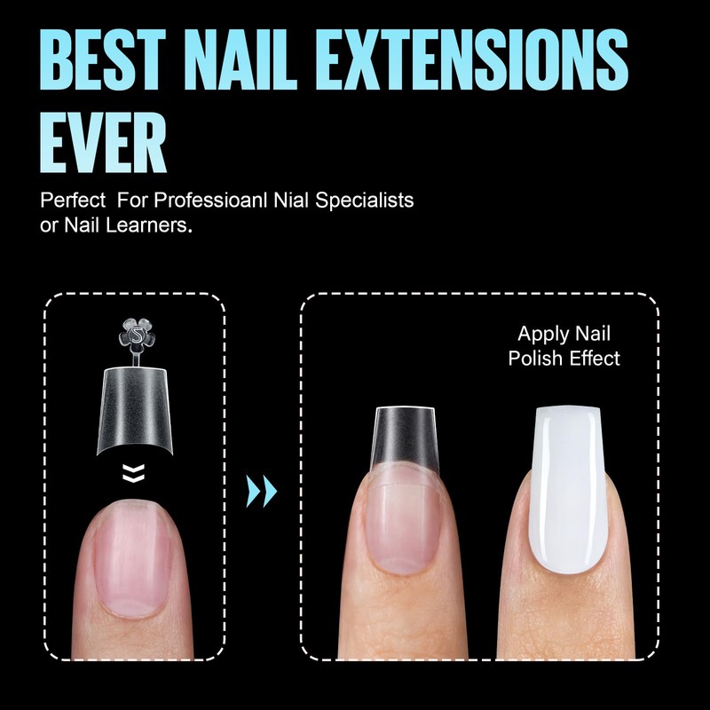 TOMICCA Short Coffin Nail Tips, Acrylic Half Cover Nail Tips