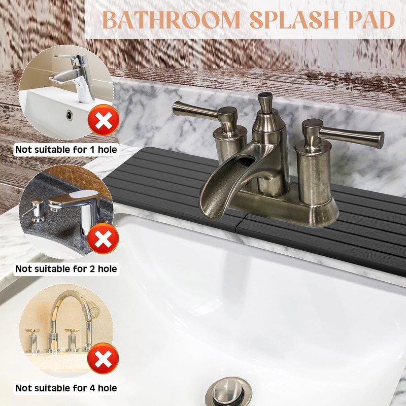 Teenyyou an Oval Hole Gray Faucet Mat for Kitchen Sink
