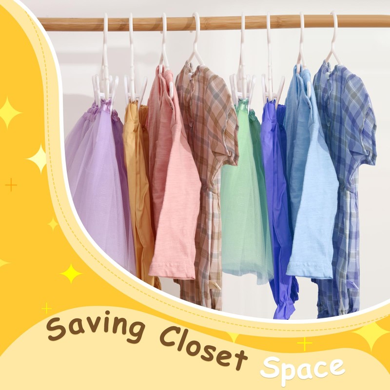 Hsei 5/10/40 Pack Baby Hangers with 10/20/80 Clips, Plastic Kids