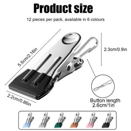 12 Pack Stainless Steel Clothes Pegs with Hooks, Windproof Colored Clothes Pegs, Heavy Duty Clothes Pegs, Outdoor Clothes Pegs for Clothesline, Chip Bag, Food Towel, Socks