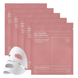 LOPHE Collagen Face Mask,Collagen Night Moisturizing Mask,Deep Hydrating Mask for Skin Care,Soothing,Repairing,Anti-Wrinkle and Anti-Aging,Pore Shrinking(Pink 5 PCS)