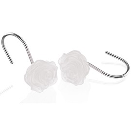 SIMPLE CLEVER HOMES 365 Rose Shower Curtain Hooks, Glow in The Dark, Pretty Floral Themed Elegant Bathroom Decor, White