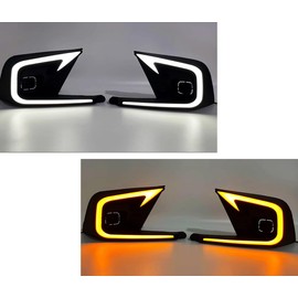 iJDMTOY Fog Bezel Replace C-Ring Sequential Blink Switchback LED Daytime Running Lights Compatible with 2022-Up Honda Civic Sedan, White LED DRL, Amber LED Turn Signal Feature