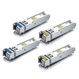 10Gtek 2-Pair of 1.25G SFP Bidi Transceiver, 1000Base-BIDI SingleMode Simplex LC Fiber Module for Cisco 1000BASE-BX3-U/1000BASE-BX3-D, Ubiquiti UniFi UF-SM-1G-S, SMF 1550nm/1310nm, DDM, up to 2km