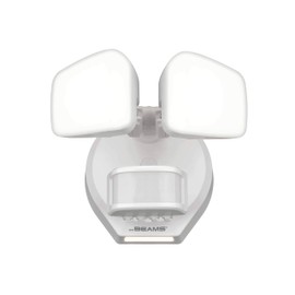 Mr. Beams Pro 2-Head Outdoor Motion Sensing LED Security Light with Cascading Wall Wash, White