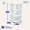Homz Clear Plastic 3 Drawer Medium Home Organization Storage Container
