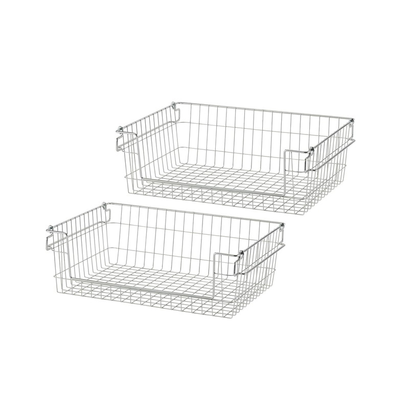TRINITY 2-Pack Stackable Metal Wire Storage Baskets With Handles, Black,