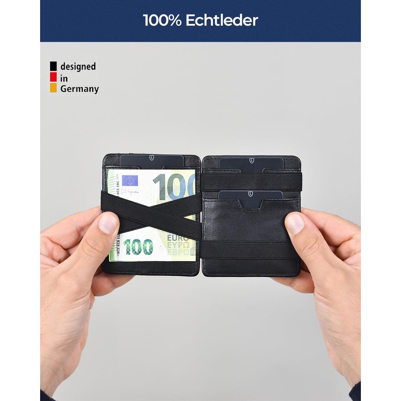 Lederhand Magic Wallet 2, Black Nappa, Modern