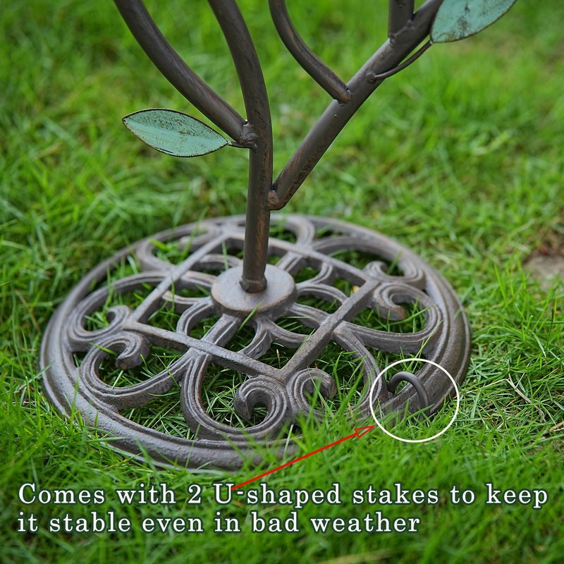 38" H Cast Iron Pedestal Bird Baths for Outdoors,3 in