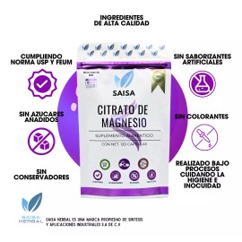 Saisa Herbal Citrato De Magnesio 120 Cápsulas Sabor Sin sabor