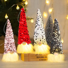 Jognee LED Christmas Decoration Gnome, Set of 4 Christmas Gnome Figures, Santa Gnome, Christmas Decoration in the Living Room and Bedroom, Gifts for Children