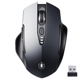 Uineer Wireless Mouse,[Upgraded] Rechargeable 2.4GHz (Battery Level Visible) Ergonomic Computer Mouse,4 Levels DPI, Wireless Mice for Laptop PC Computer(Grey)