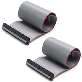 Fielect 2pcs IDC 64 Pin Connector Gray Wire Flat Ribbon Cable Connector Length 30cm 2.54mm Pitch