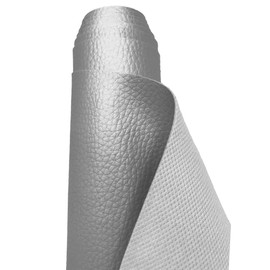 A-Express Grained Faux Leather Fabric Waterproof Heavy Duty Leatherette Vinyl Leathercloth Upholstery Textured Material - Shiny Silver 1 Metre 100cm x 140cm
